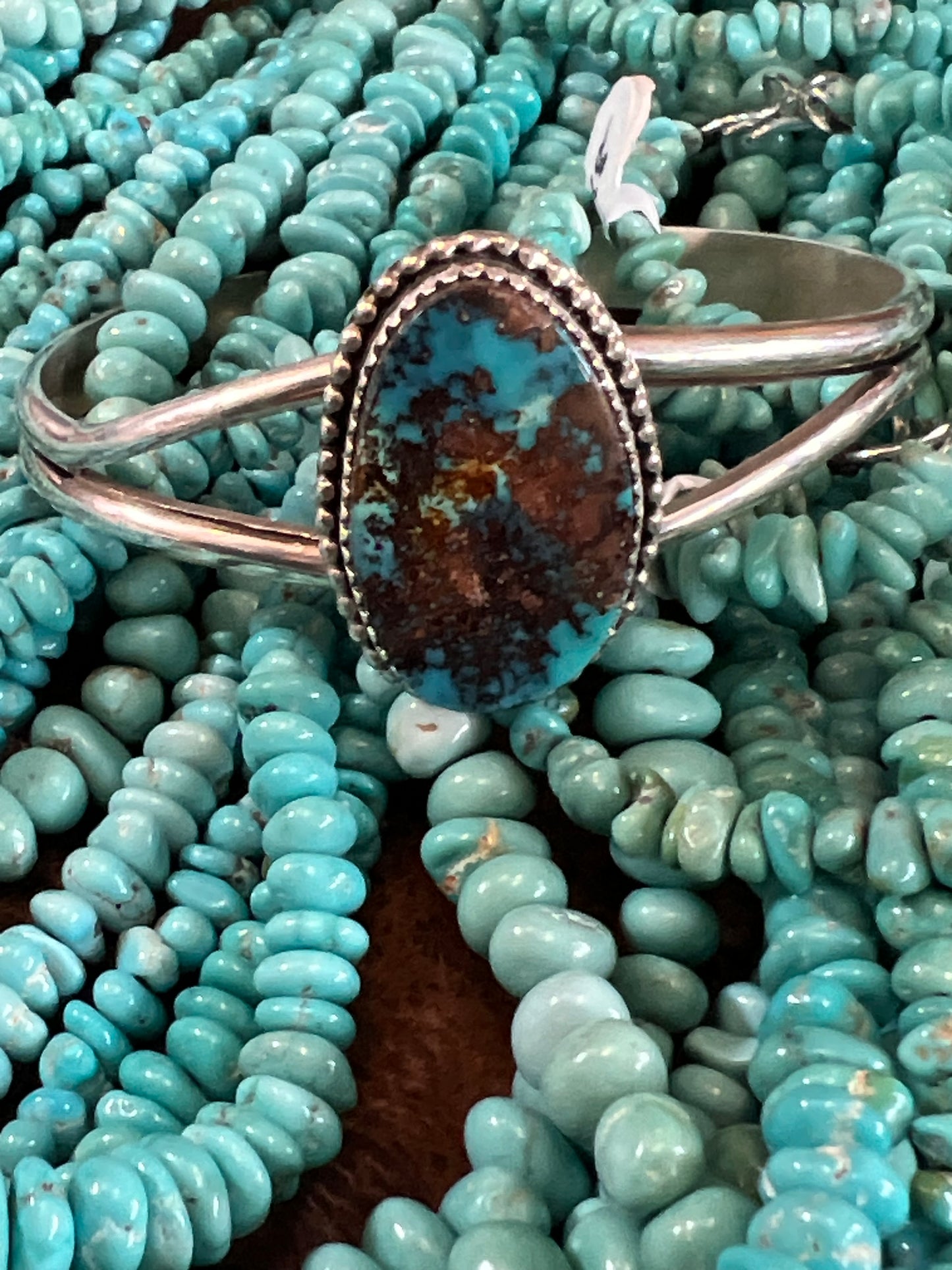 Handmade Sterling Bisbee Turquoise Cuff Bracelet Sz 6.5”