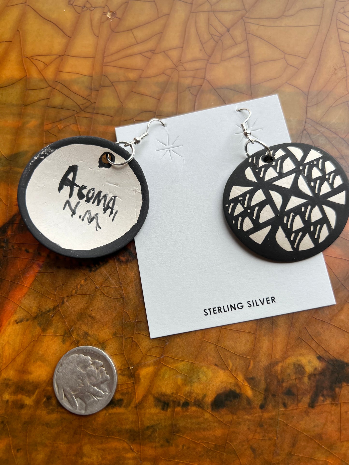 Handmade Acoma Pueblo Pottery Earrings by Mary Garcia