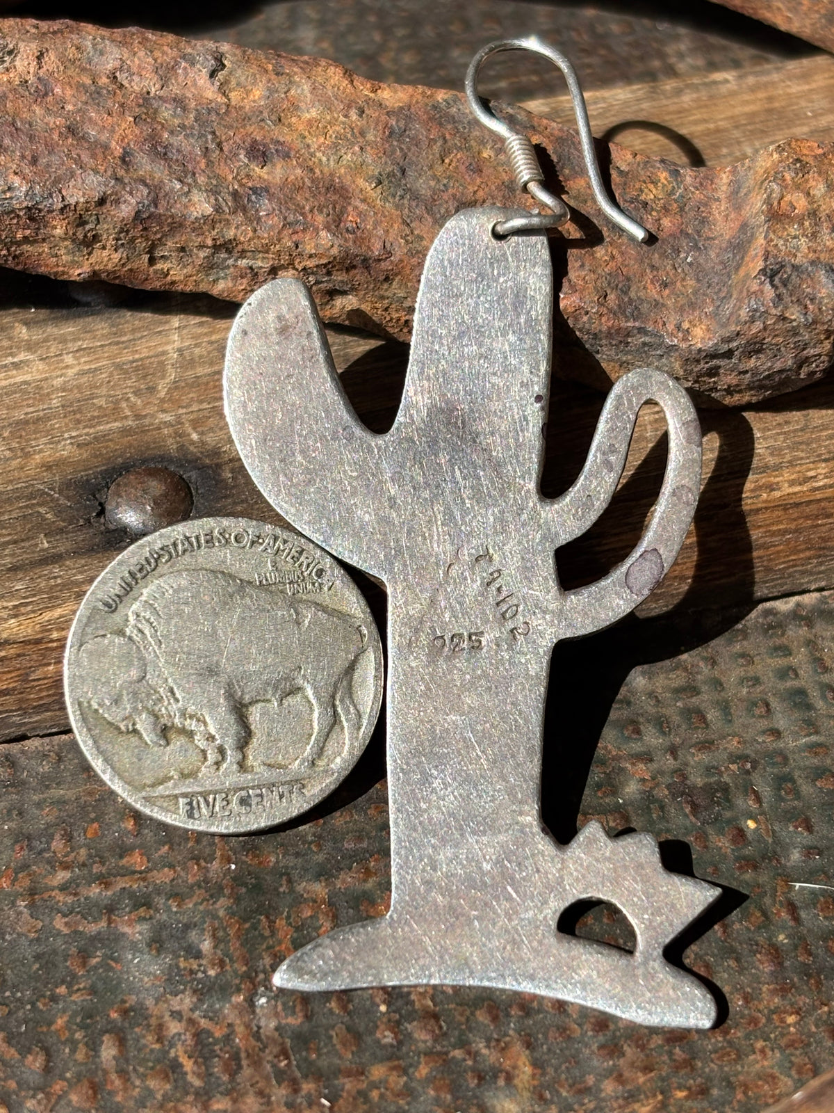 Vintage Taxco Mexico Sterling Silver Saguaro Cactus Dangle Earrings