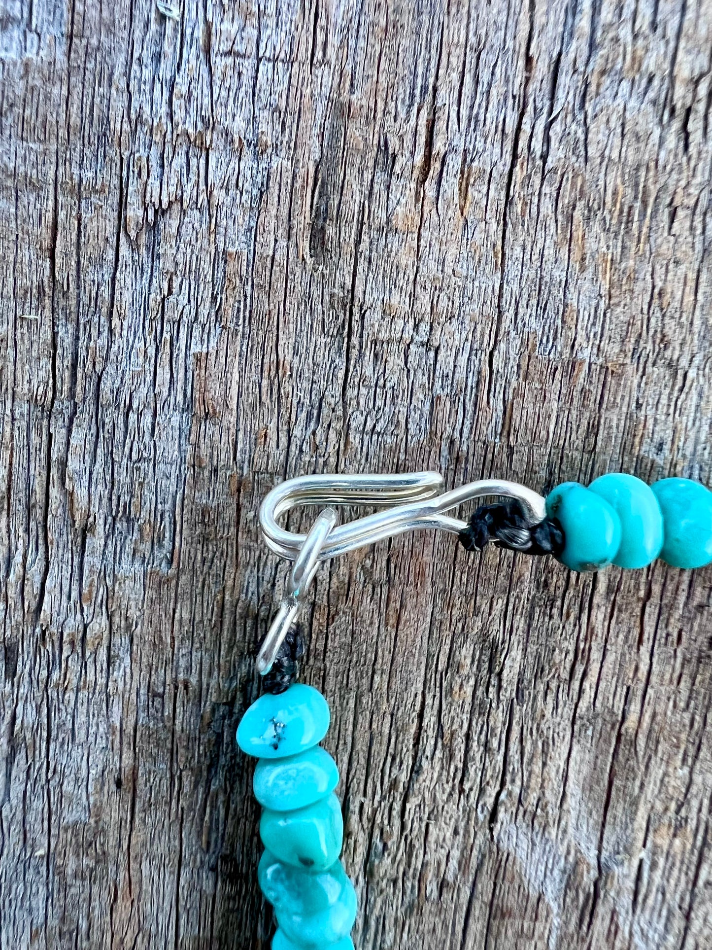 Chilean Turquoise Sterling Clasp 19” Necklace