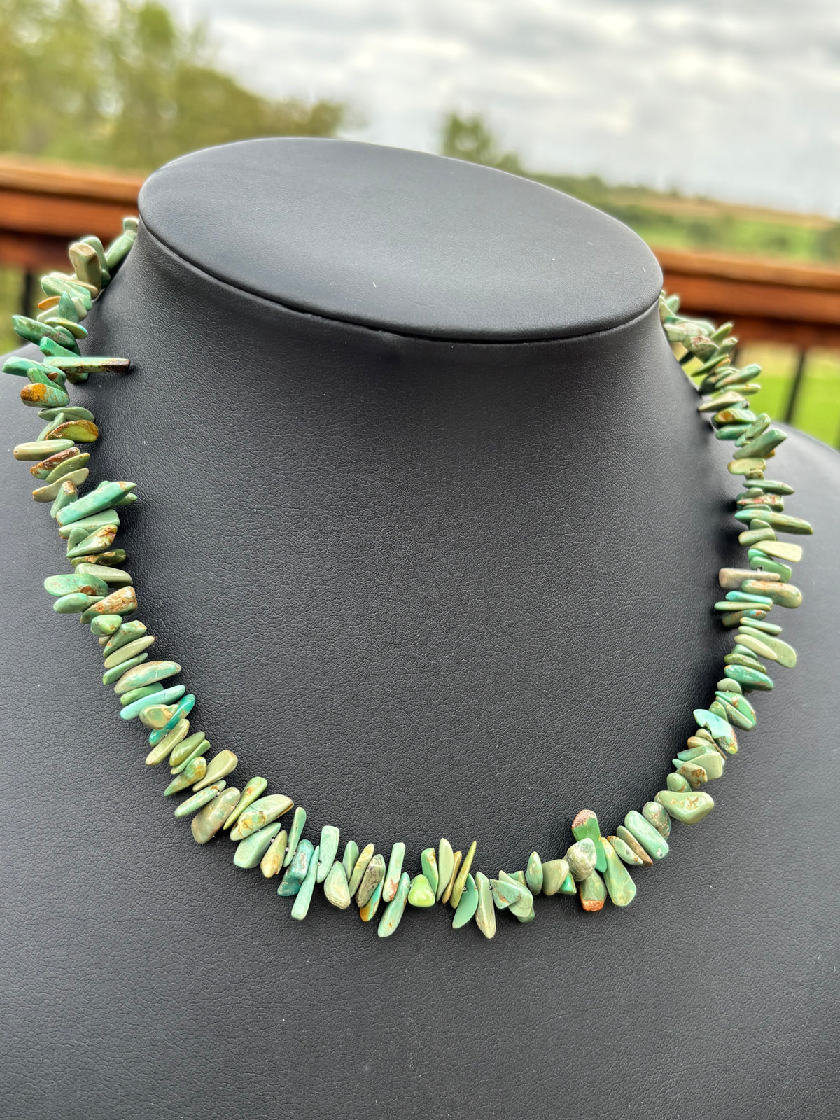 Kingman Turquoise Stick Bead Necklace 17.5”