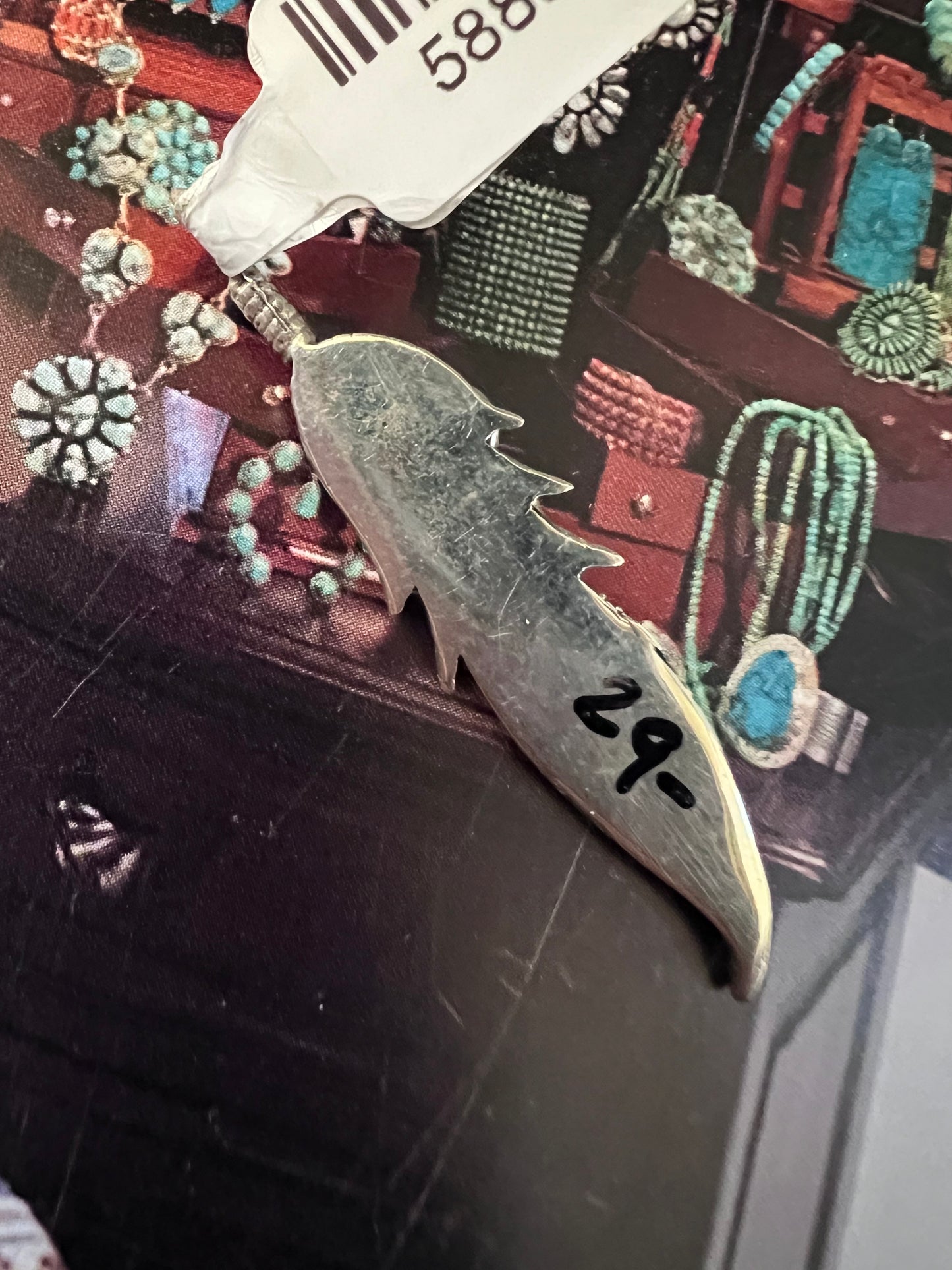 Native Handmade Sterling & Turquoise Pendant 1.25”