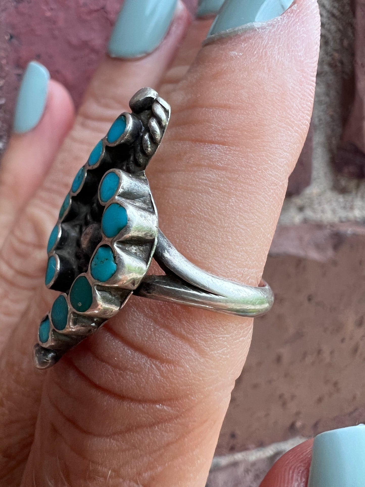 Vintage Handmade Sterling & Turquoise Ring Sz 6.5