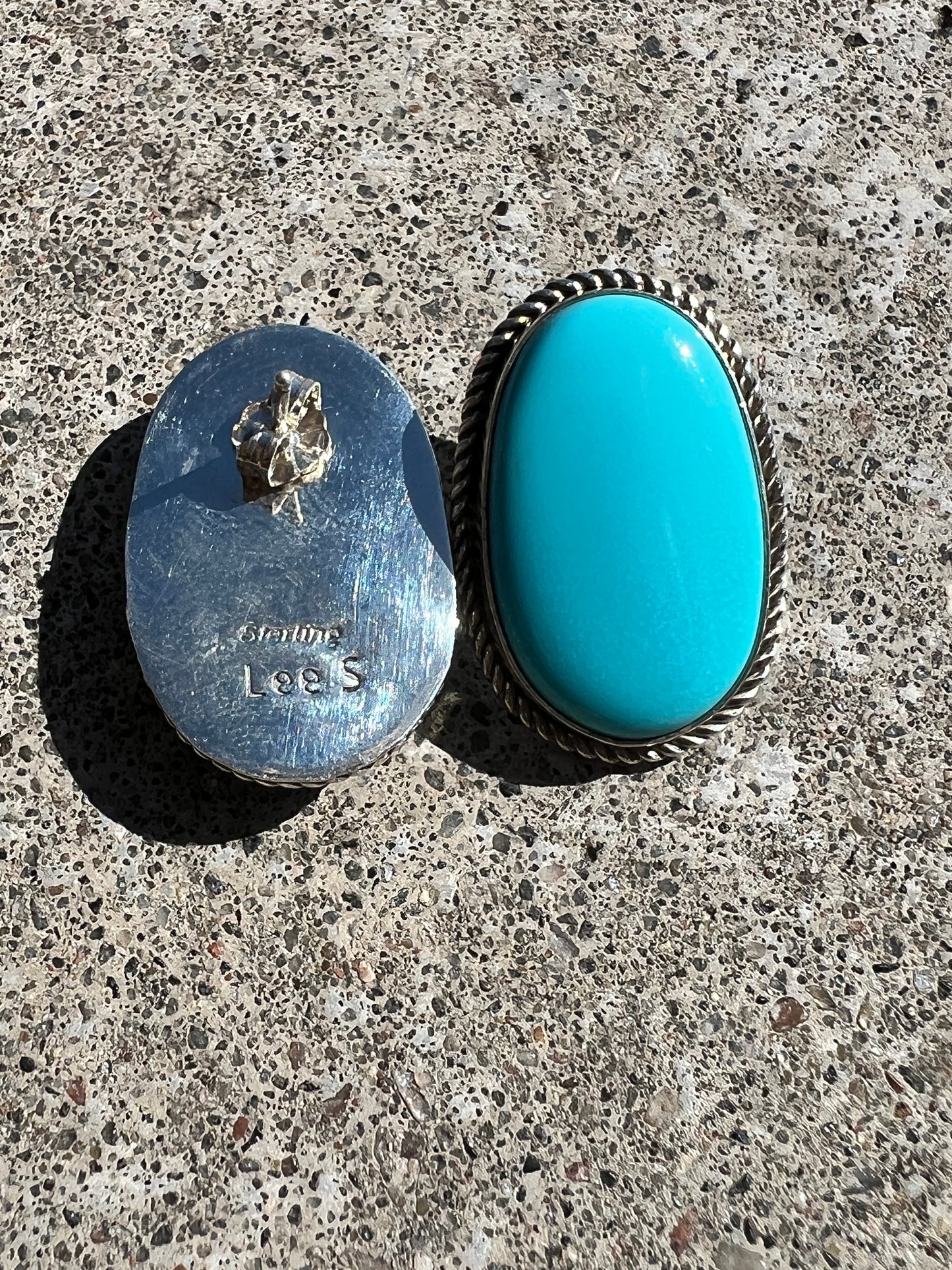 Handmade by Lee Sandoval ( Navajo)- Prince Egyptian Turquoise & Sterling Silver Post Earrings