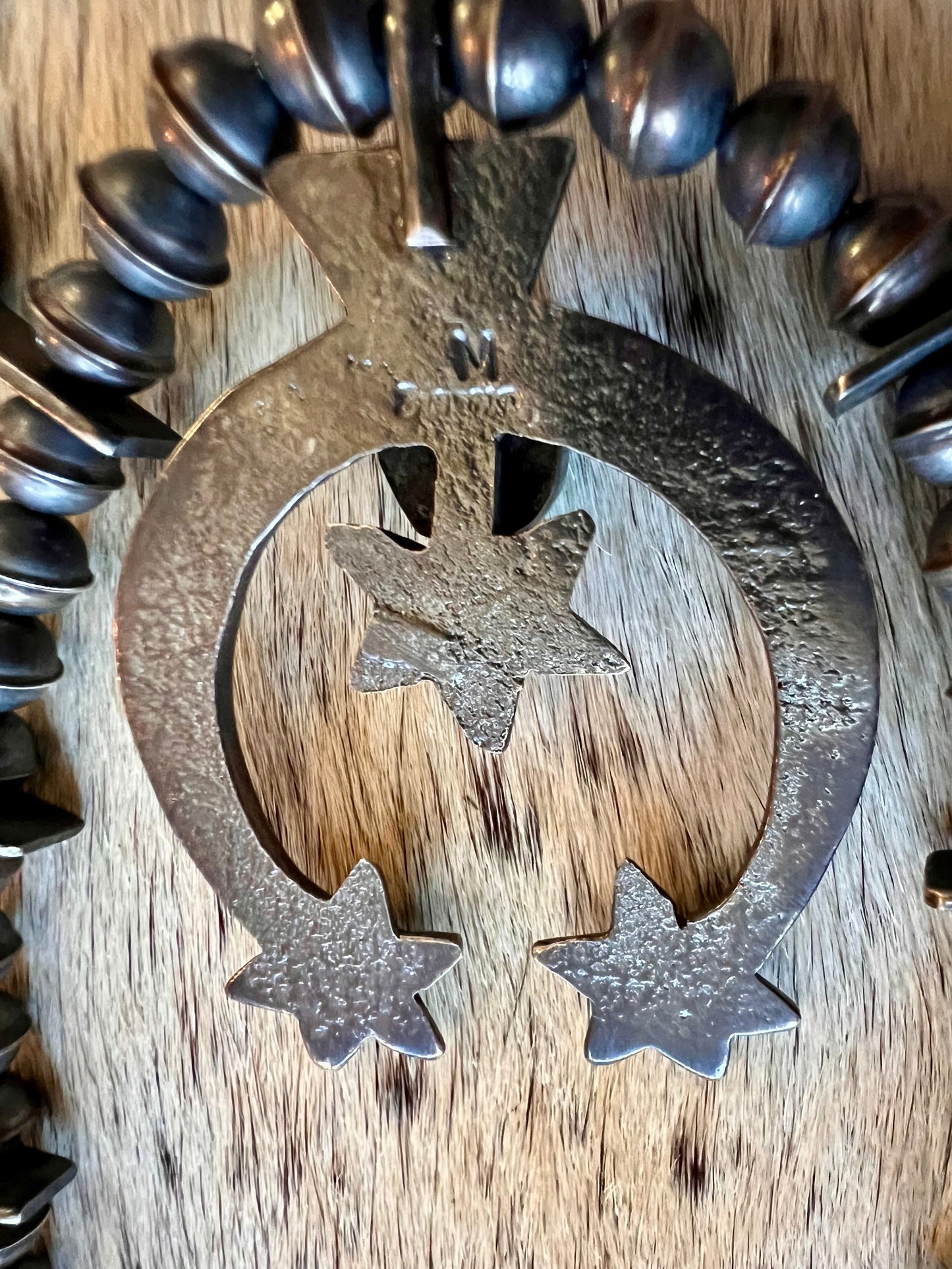 Navajo Handmade by Mekechto Jim. Mercury Dime Squash Necklace Cast Naja with Kingman Turquoise and Earrings Set