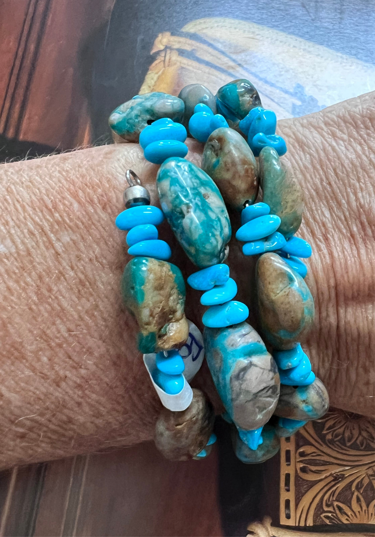 Chunky Fox & Sleeping Beauty Turquoise Sterling Silver Wrap Bracelet