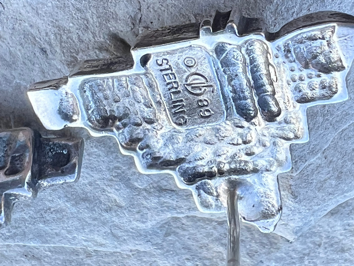 Vintage Southwest Sterling Adobe Pueblo Post Earrings- Handmade by Carol Felley 1”x3/4”