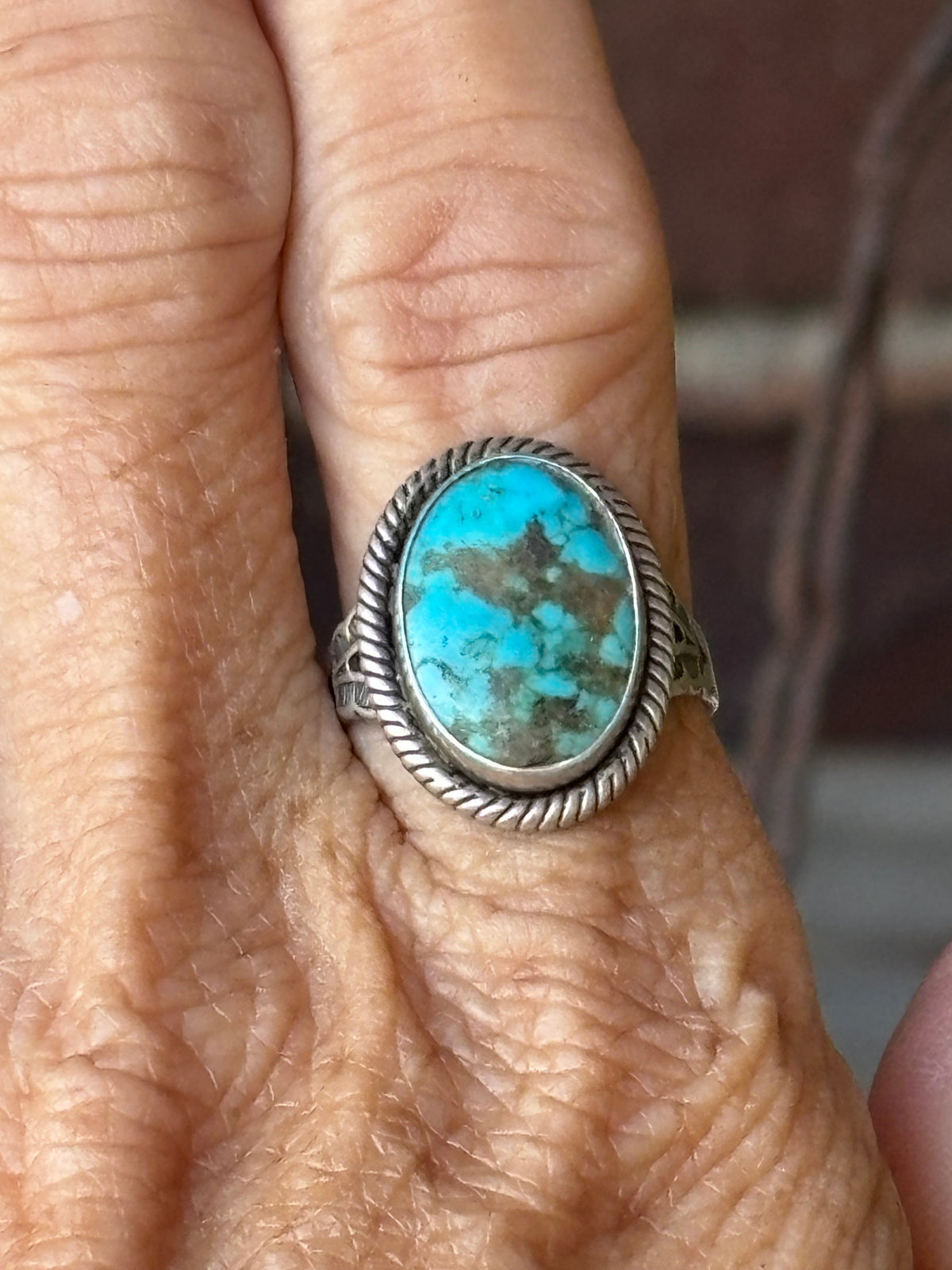 Vintage Native Handmade Kingman Turquoise & Sterling Silver Ring Sz 7