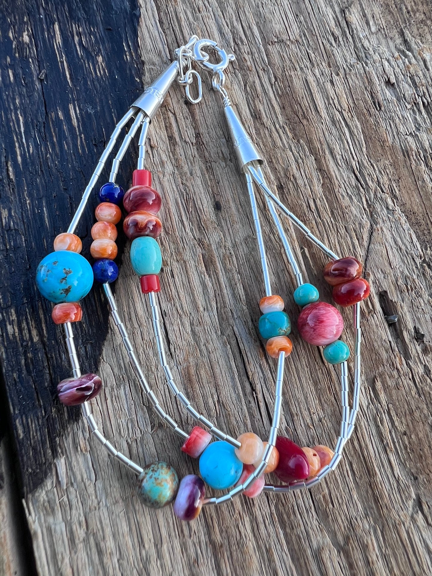 Sterling, Lapis, Spiny & Turquoise Necklace, Earrings and 2 Bracelet SET!!