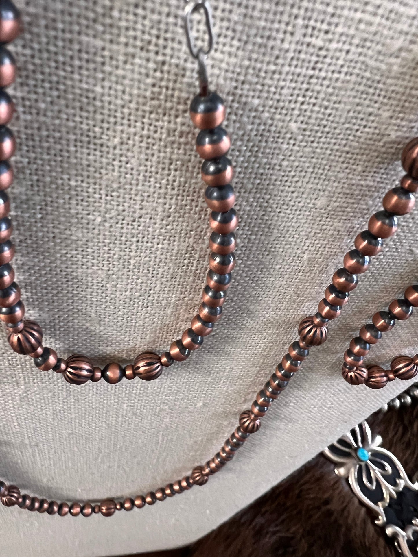 Oxidized Copper Bead Necklace, Bracelet & Earrings SET