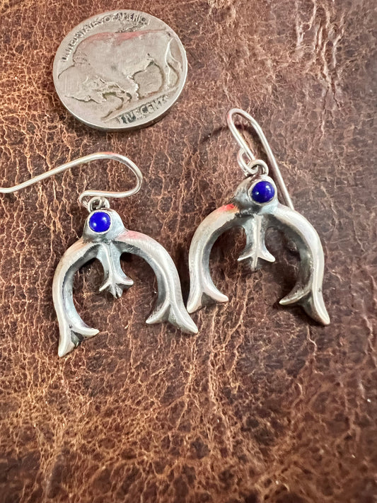 Vintage Lapis & Sterling Naja Navajo Handmade Dangle Earrings