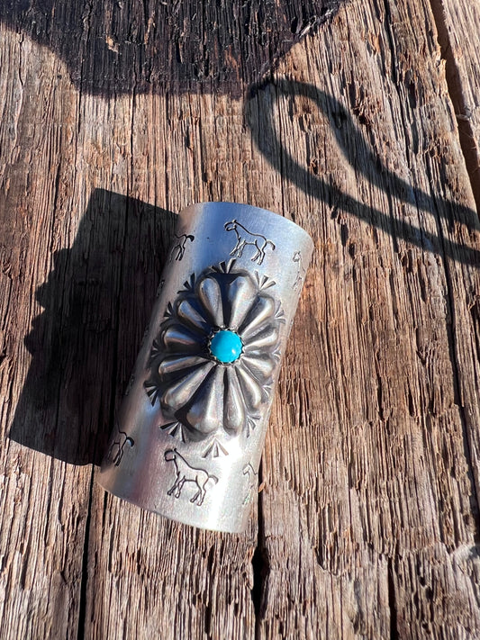 Native American Handmade Sterling & Turquoise Hair Braid/Ponytail Clip 2”
