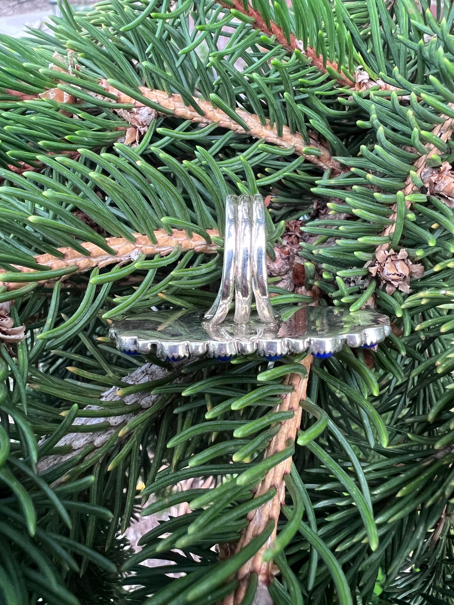Sterling Silver & Blue Lapis Cluster Ring Sz 8