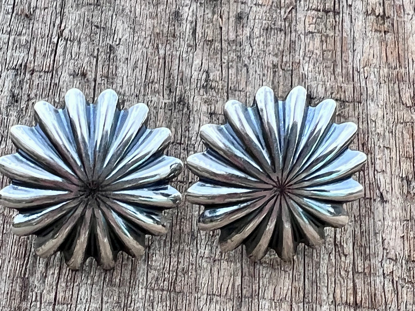 Sterling Concho Post Earrings 3/4”