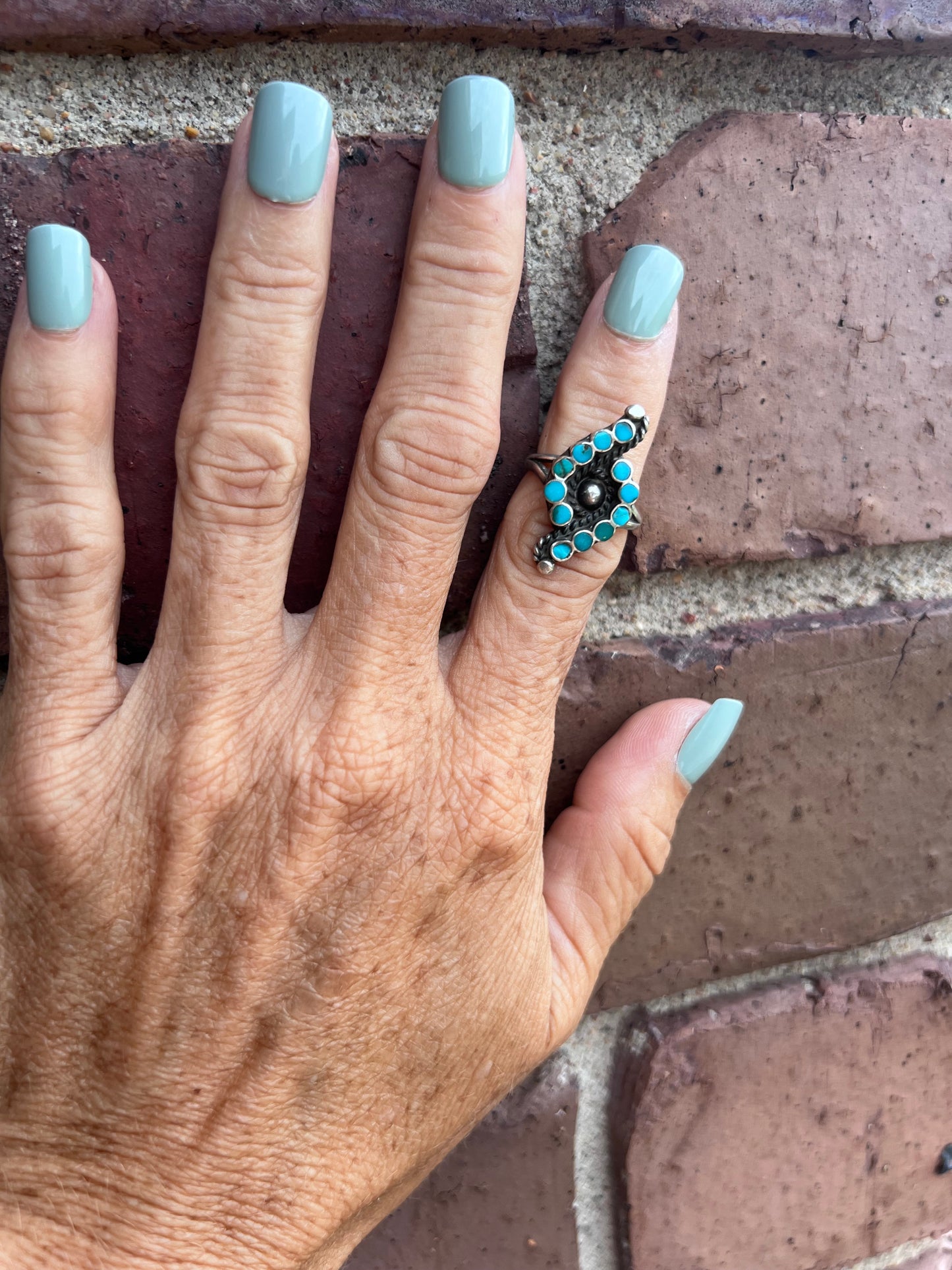 Vintage Handmade Sterling & Turquoise Ring Sz 6.5