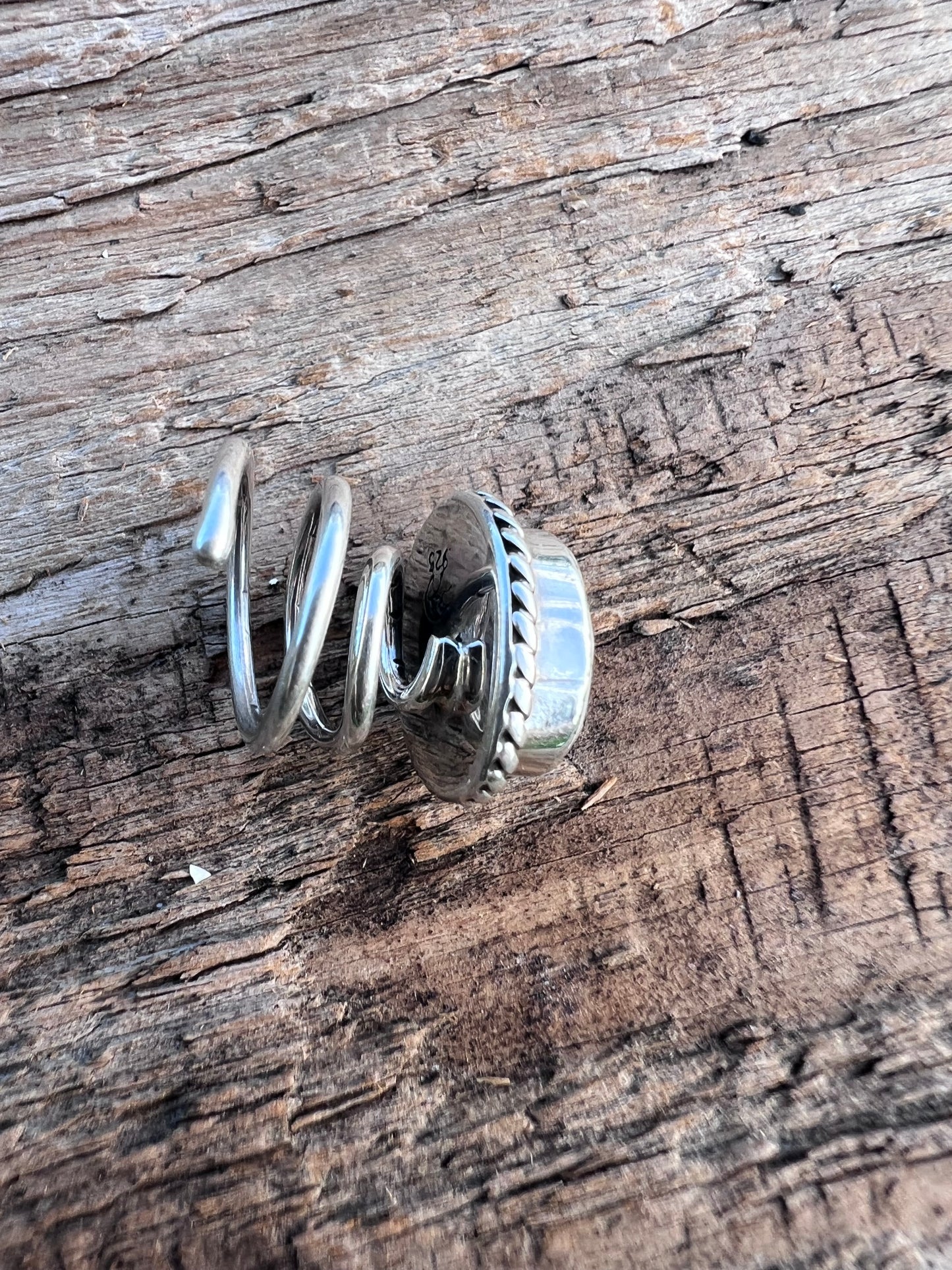 Handmade Sterling & White Buffalo Hair Button 5/8”