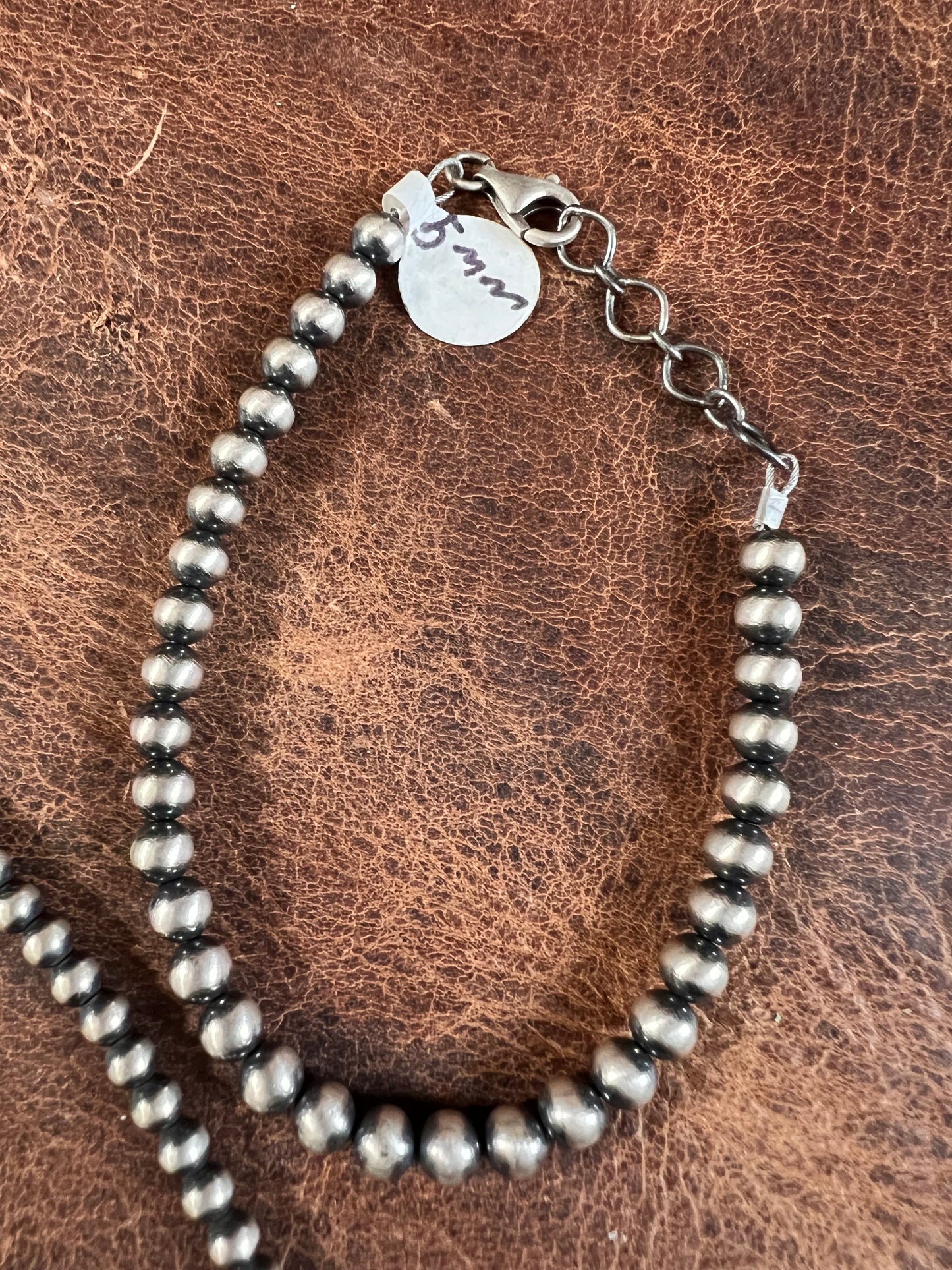 Sterling Silver 5mm Oxidized Bead 16-18” Necklace & Bracelet 7-8”