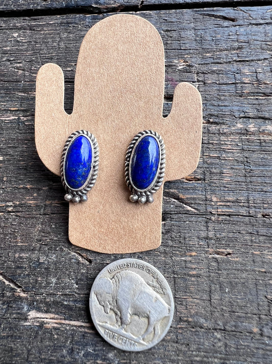 Navajo Handmade Lapis Post Earrings