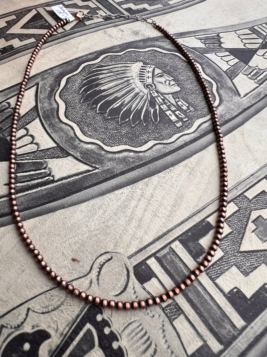 Copper Oxidized 3mm Bead Necklace 18”-20”