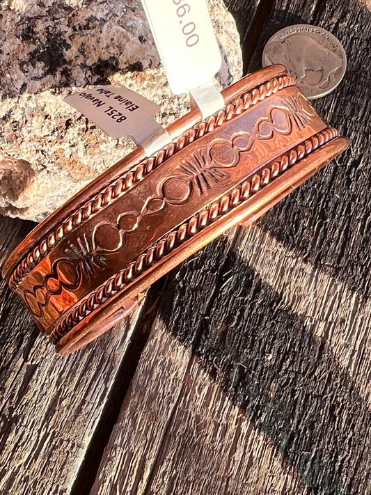 Handmade by Elaine Tahe Copper Stamped Cuff Sz 7.25”