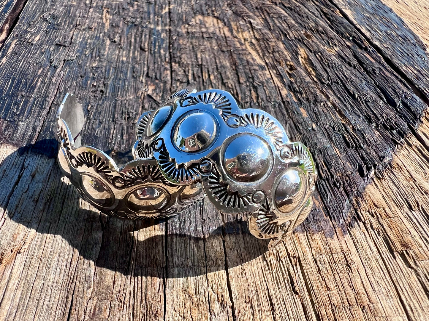Native American Handmade Sterling Stamped Half-Hoop Post Earrings 1.5”x 3/4”