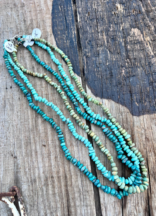 3 Single-Strand 19” Campitos Turquoise Necklaces w/ Sterling Clasp