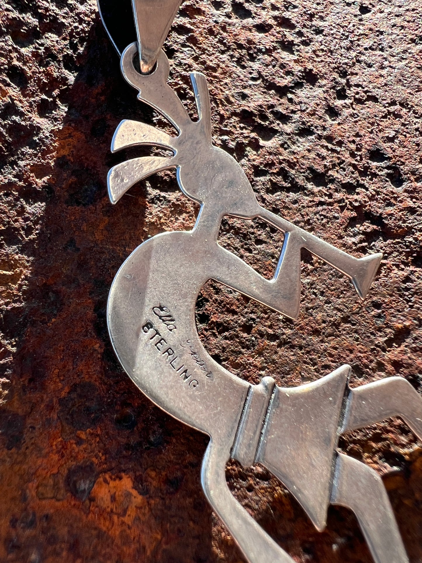 Navajo Handmade by Ella Peter. Sterling Silver & Sleeping Beauty Turquoise 3-stone Pendant