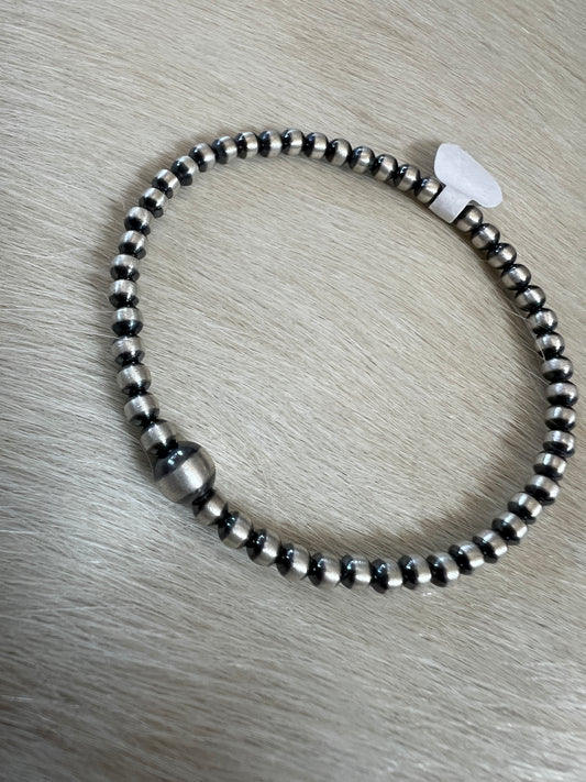 Sterling Silver 4mm Bead Stretch Bracelet
