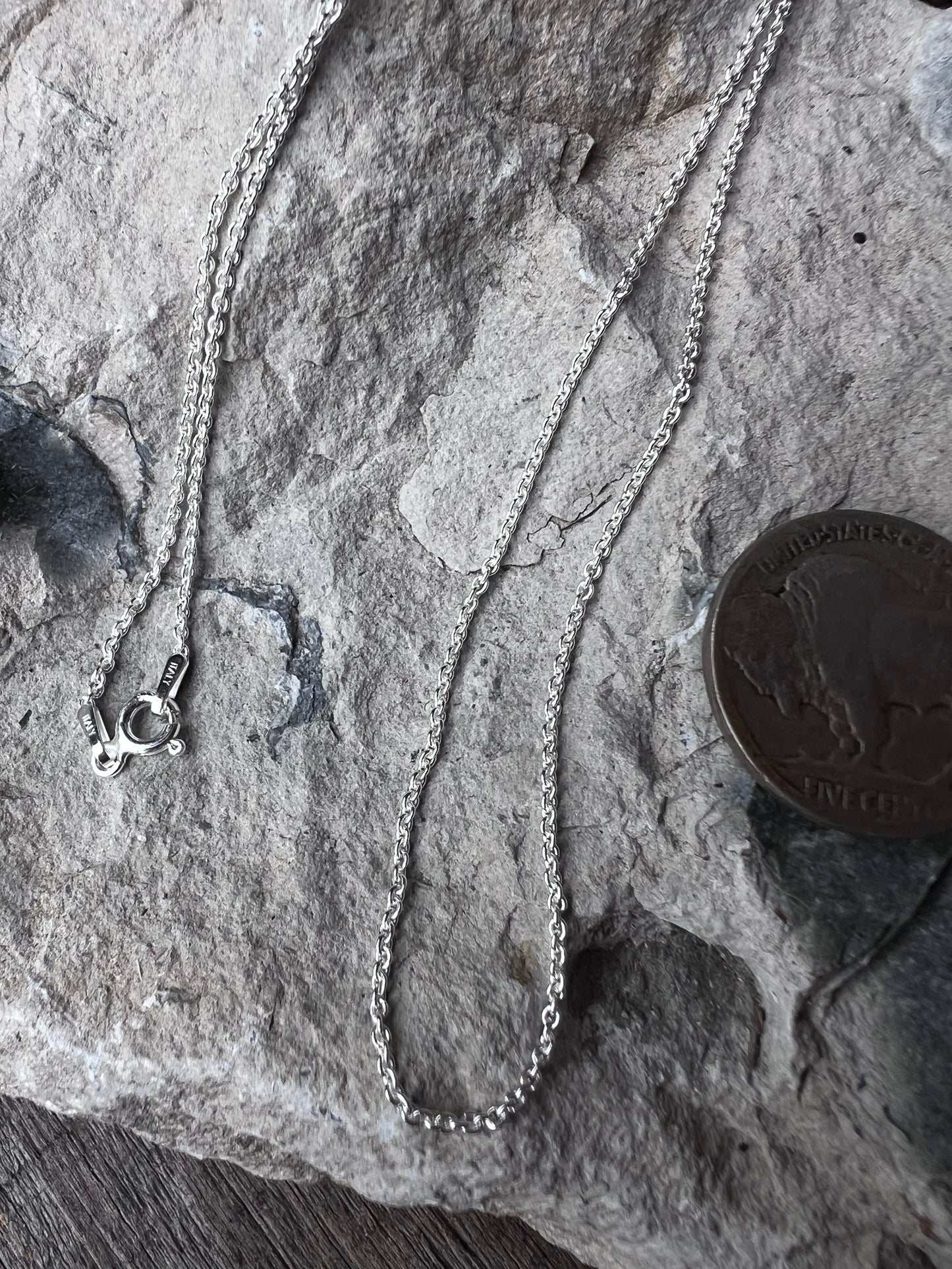 Sterling Silver High-shine Dainty Rolo Chain Necklace 18” (made in Italy)