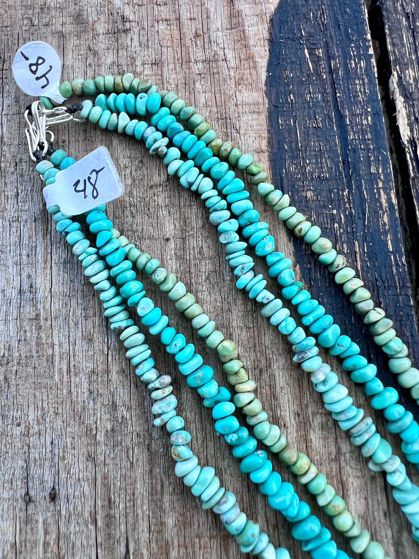 3 Single-Strand 19” Campitos Turquoise Necklaces w/ Sterling Clasp