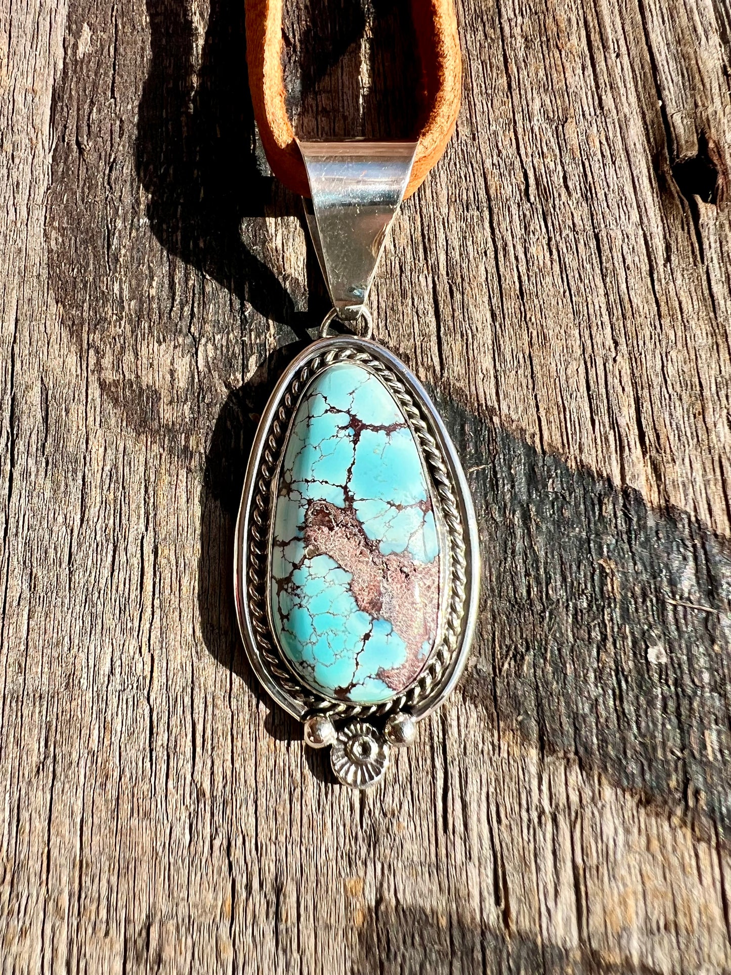 Golden Hills Turquoise & Sterling Silver Pendant - Navajo Handmade by Chris Charley