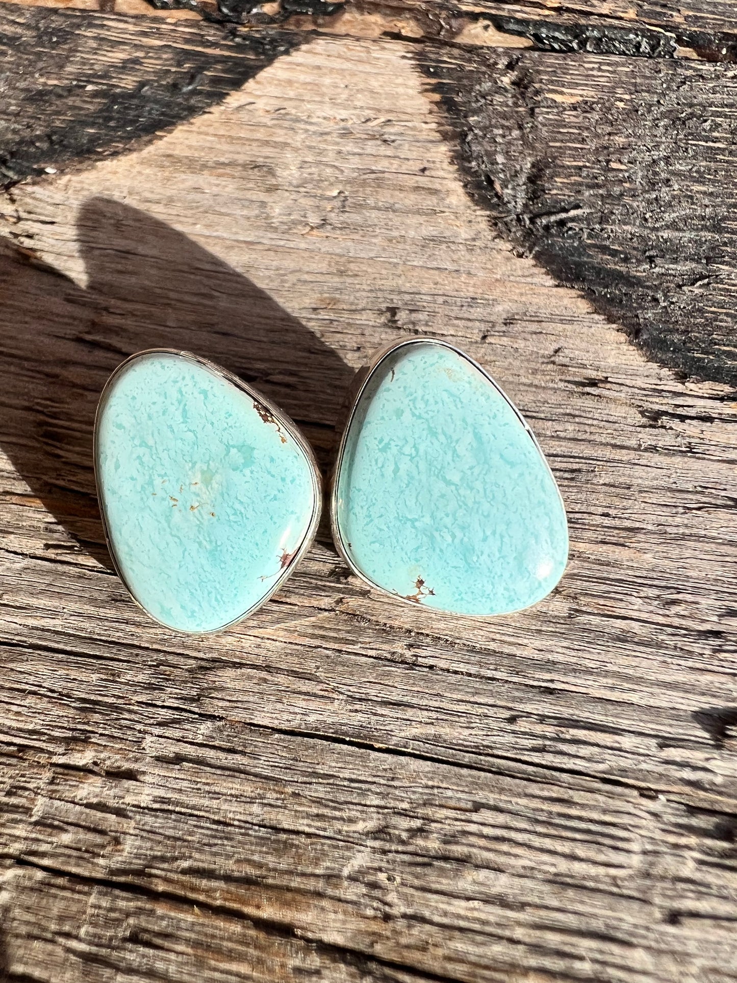 Golden Hills Turquoise & Sterling Silver Post Earrings- Navajo Handmade by Lee Sandoval