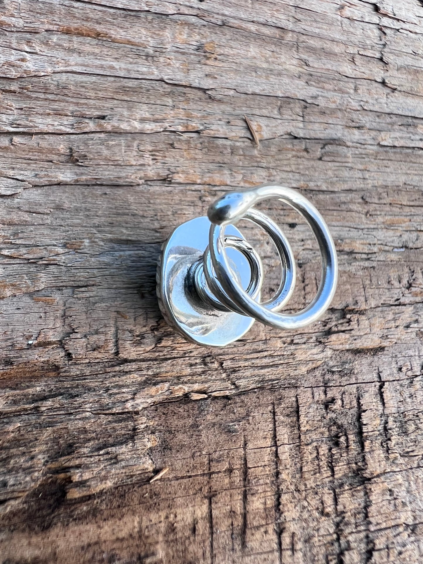 Handmade Sterling & Campitos Turquoise Hair Button 5/8”