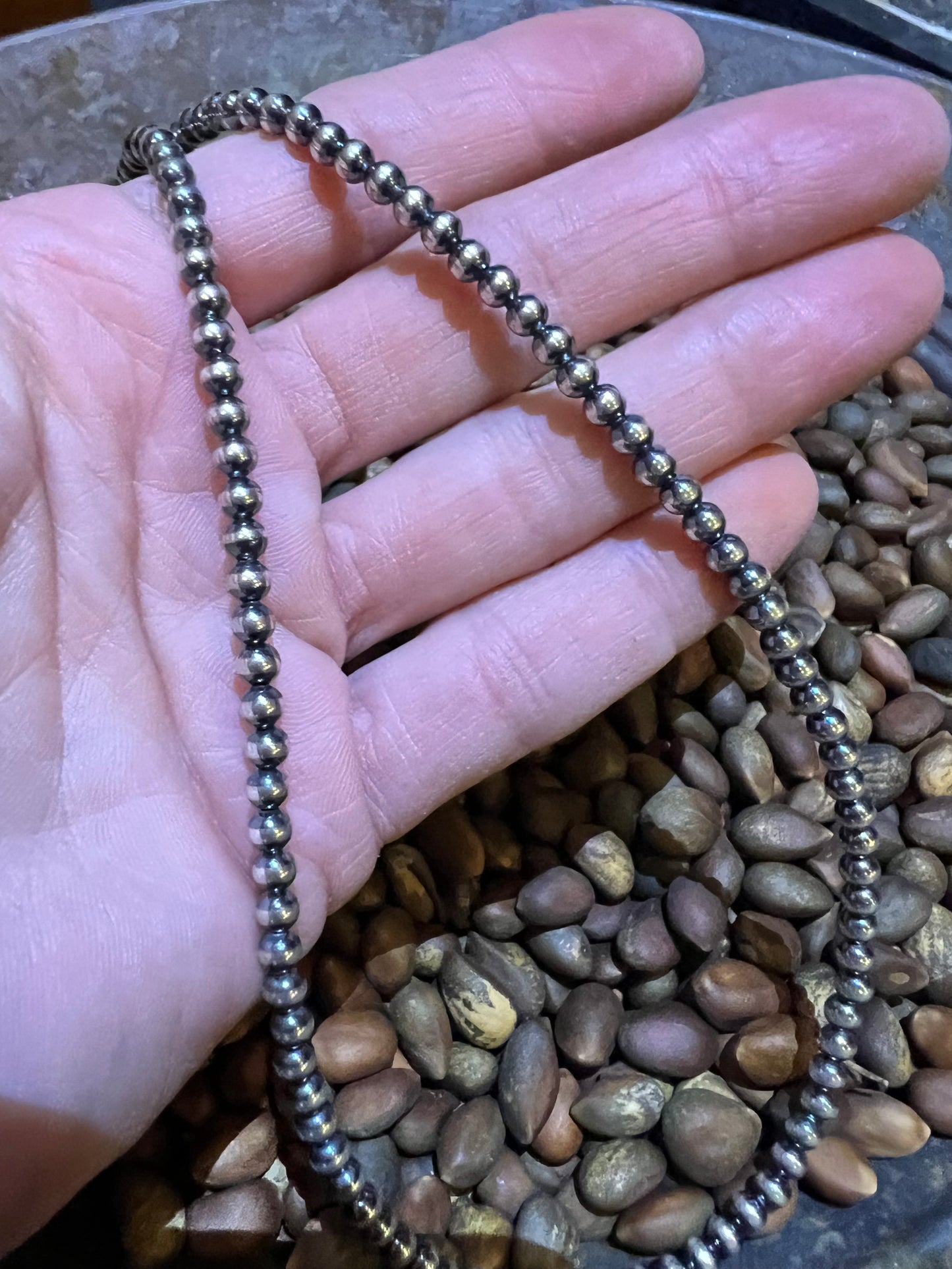 Sterling Silver Oxidized 4mm Bead 14” Necklace