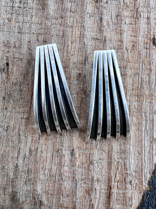 Native Navajo Handmade by Tom Hawk, Sterling Post Earrings 1.5”