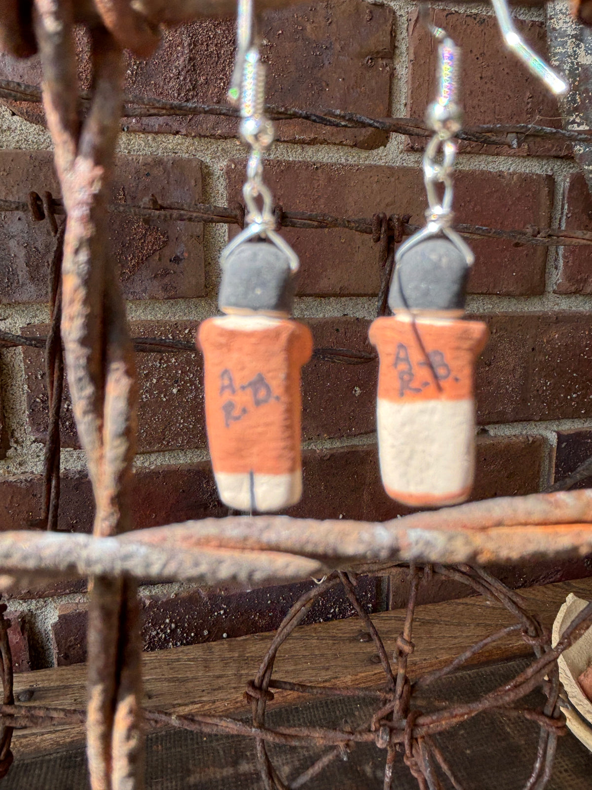 Native Handmade by Angel Bailon- Storyteller Pottery Dangle Pottery Earrings 1.8” long