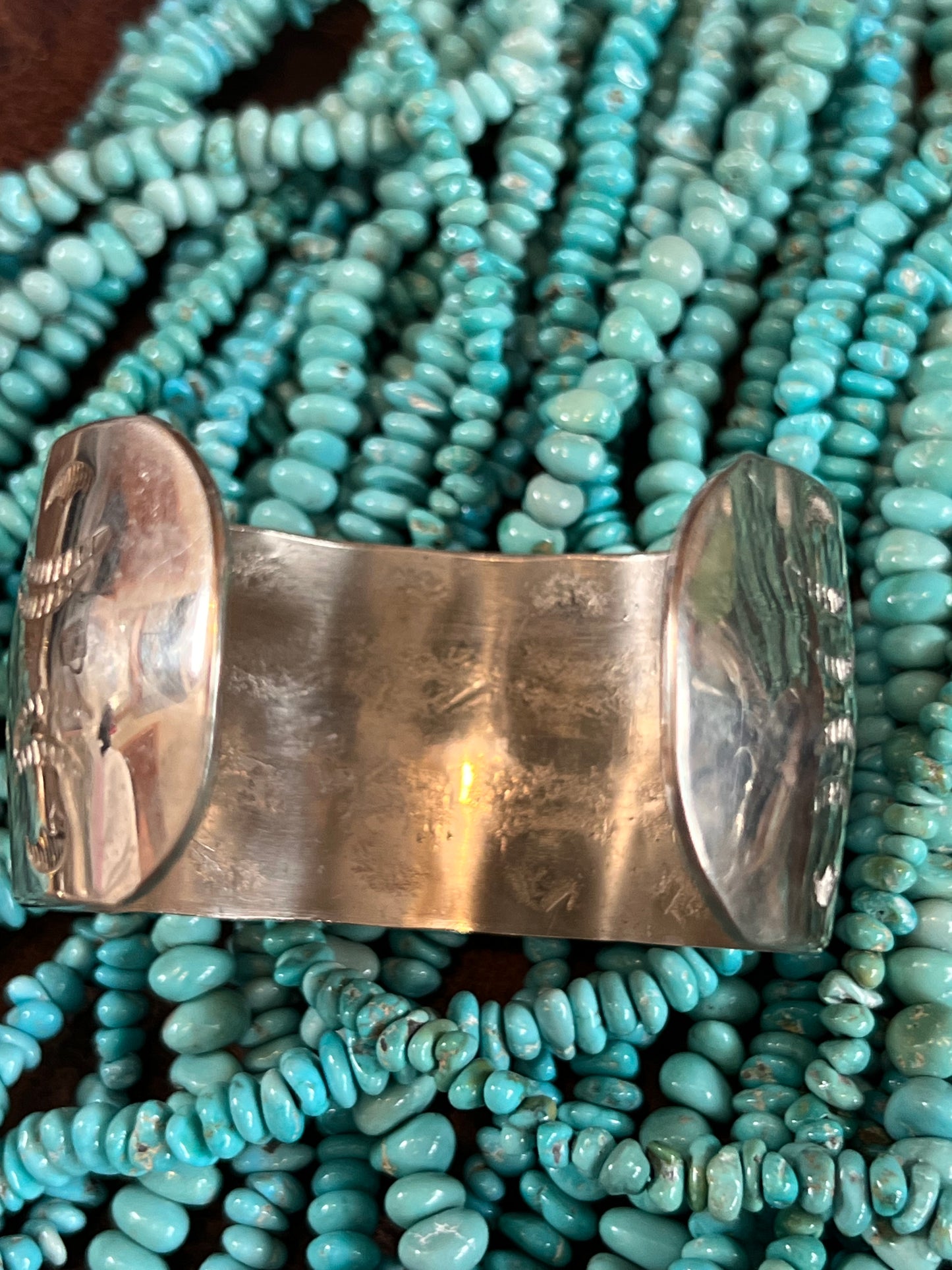 Vintage Handmade Sterling Silver Stamped Cuff Bracelet Sz 7