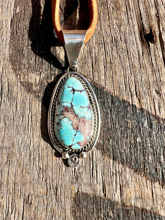 Golden Hills Turquoise & Sterling Silver Pendant - Navajo Handmade by Chris Charley