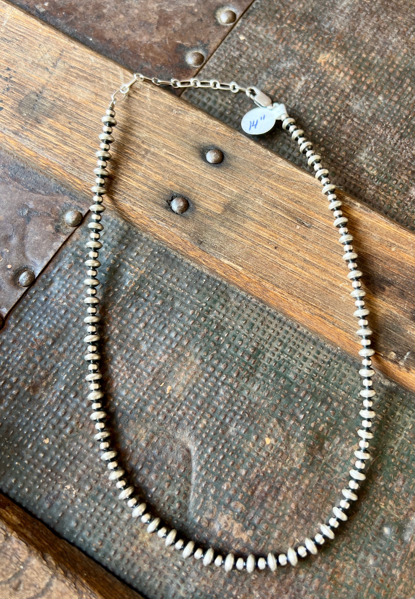 Sterling Silver Saucer & Round Bead Necklace 14”-16”