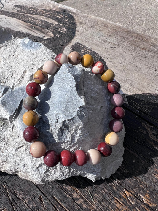 Mookaite Jasper Bead 8mm Stretch Bracelet Sz 7”