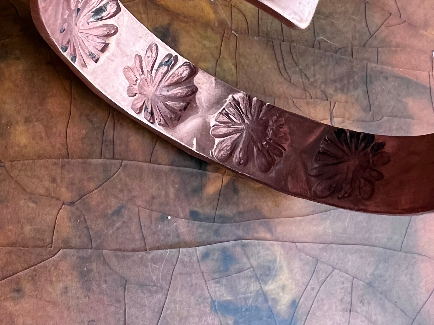 Navajo Handmade by Jerrold Tahe Handmade Copper Star Shot Cuff