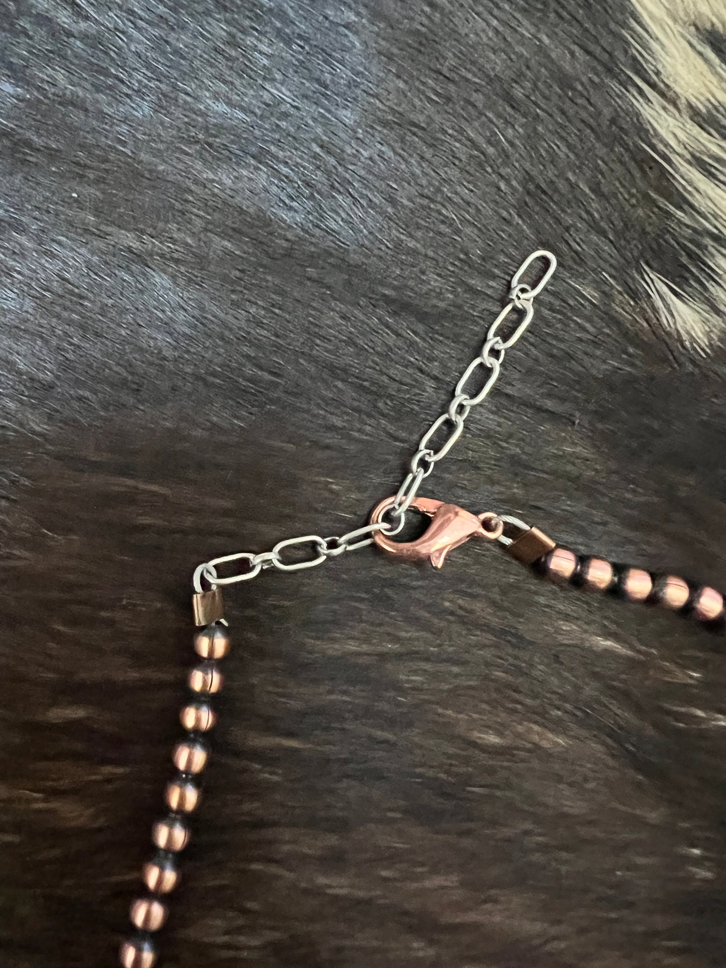 Genuine Copper Bead (4mm) & Campitos Turquoise Bead (5mm) Necklace 20”-22”