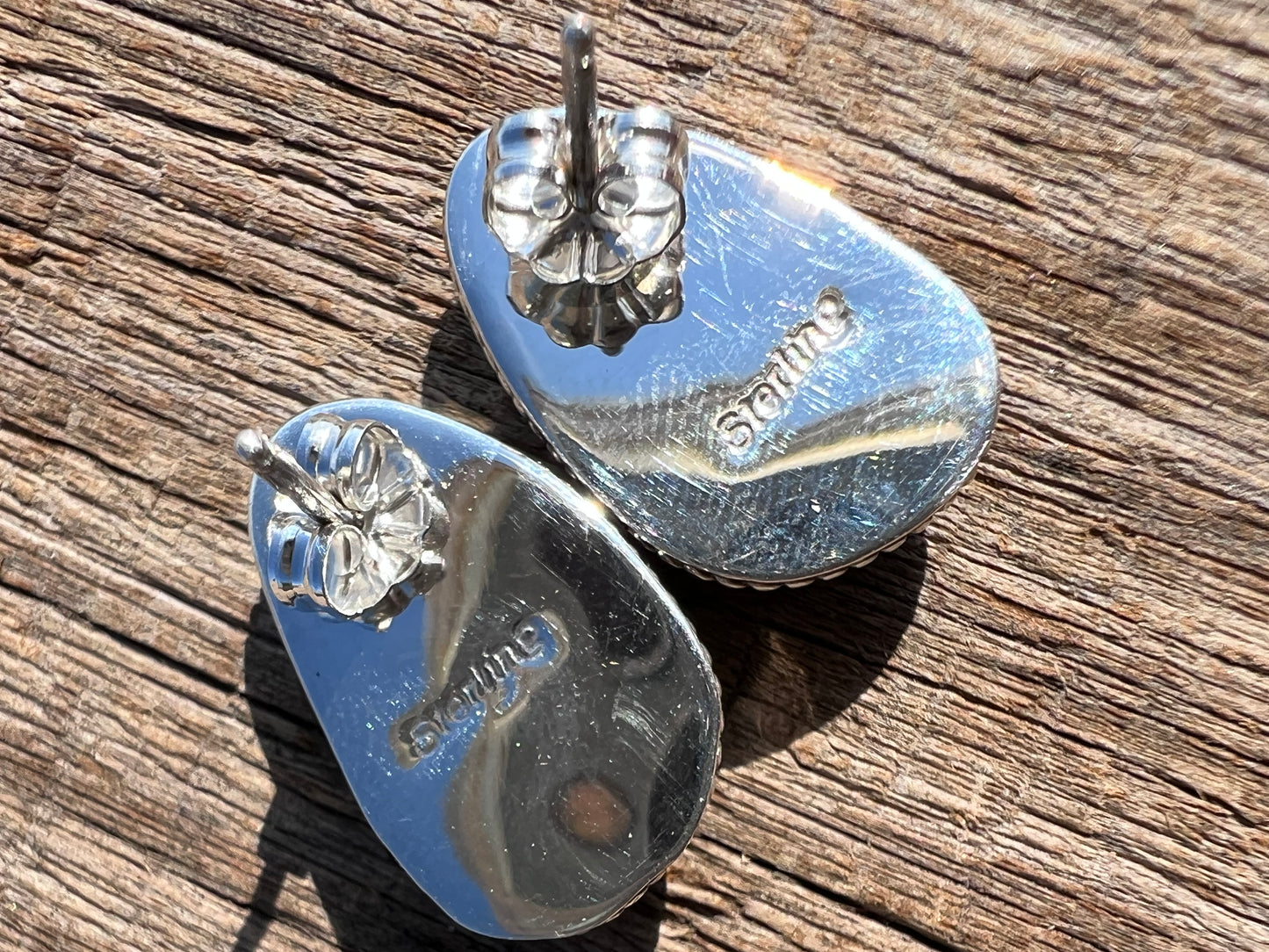 Native American Handmade Nevada New Lander Variscite Post Earrings 3/4”