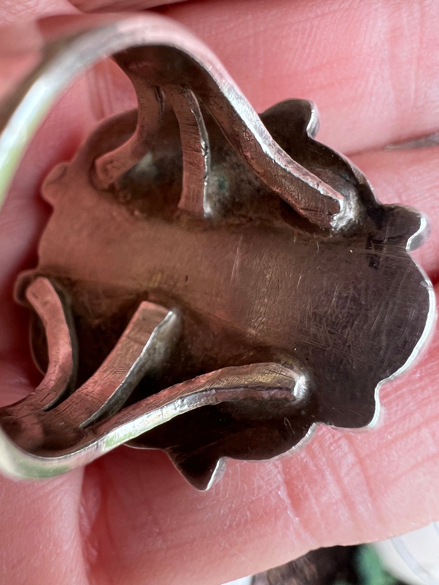 Vintage Handmade Heavy Sterling & Turquoise Ring Sz 8