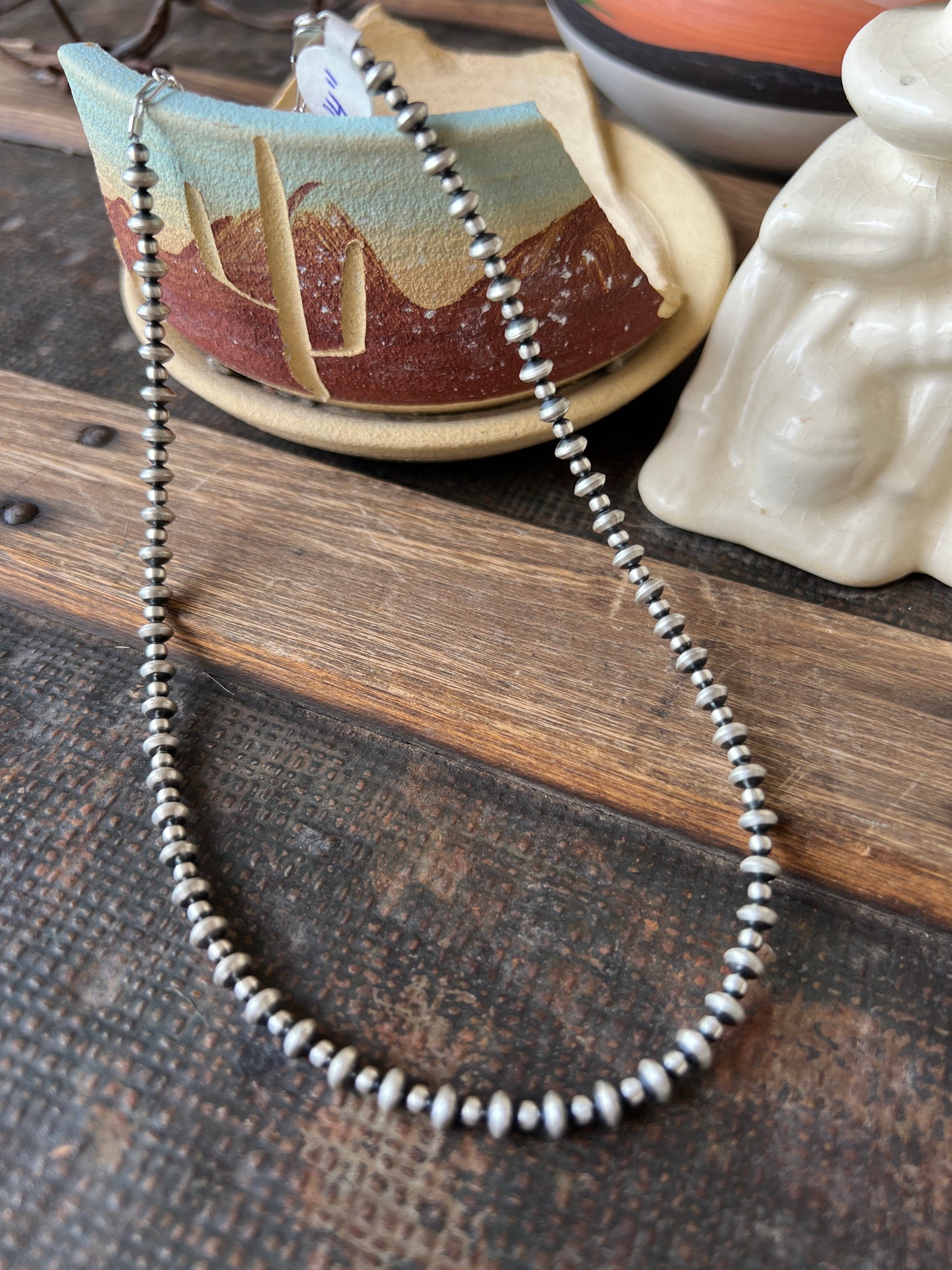 Sterling Silver Saucer & Round Bead Necklace 14”-16”