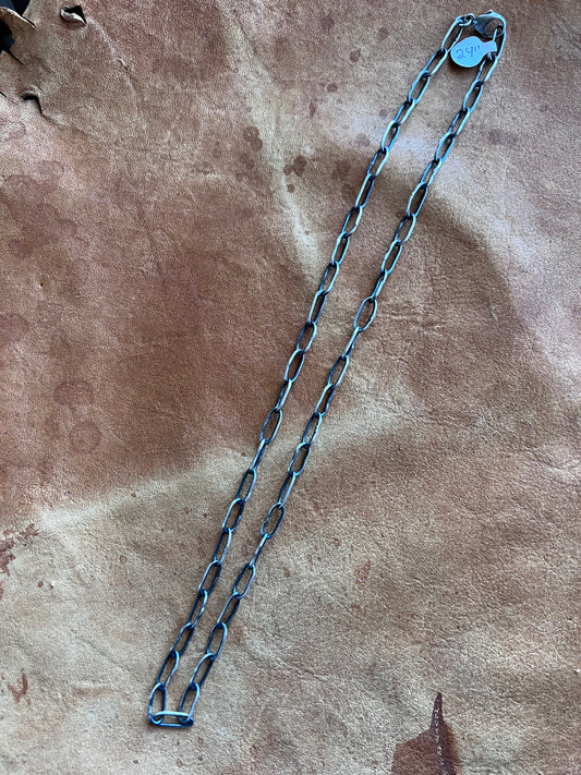 Handmade Sterling Heavy Paperclip Chain Necklace 24”
