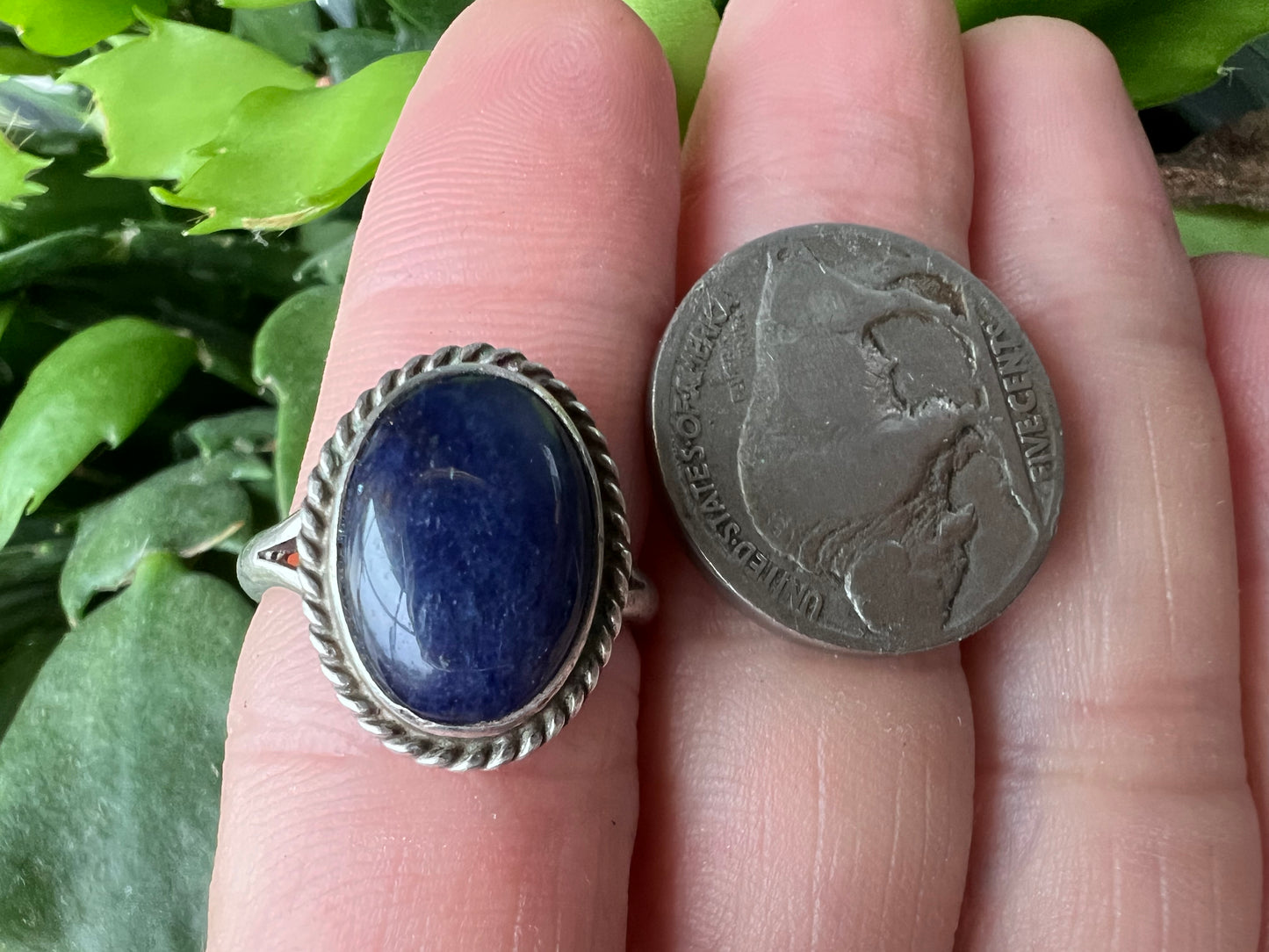 Vintage Native American Handmade Sterling & Lapis Ring Sz 6.75