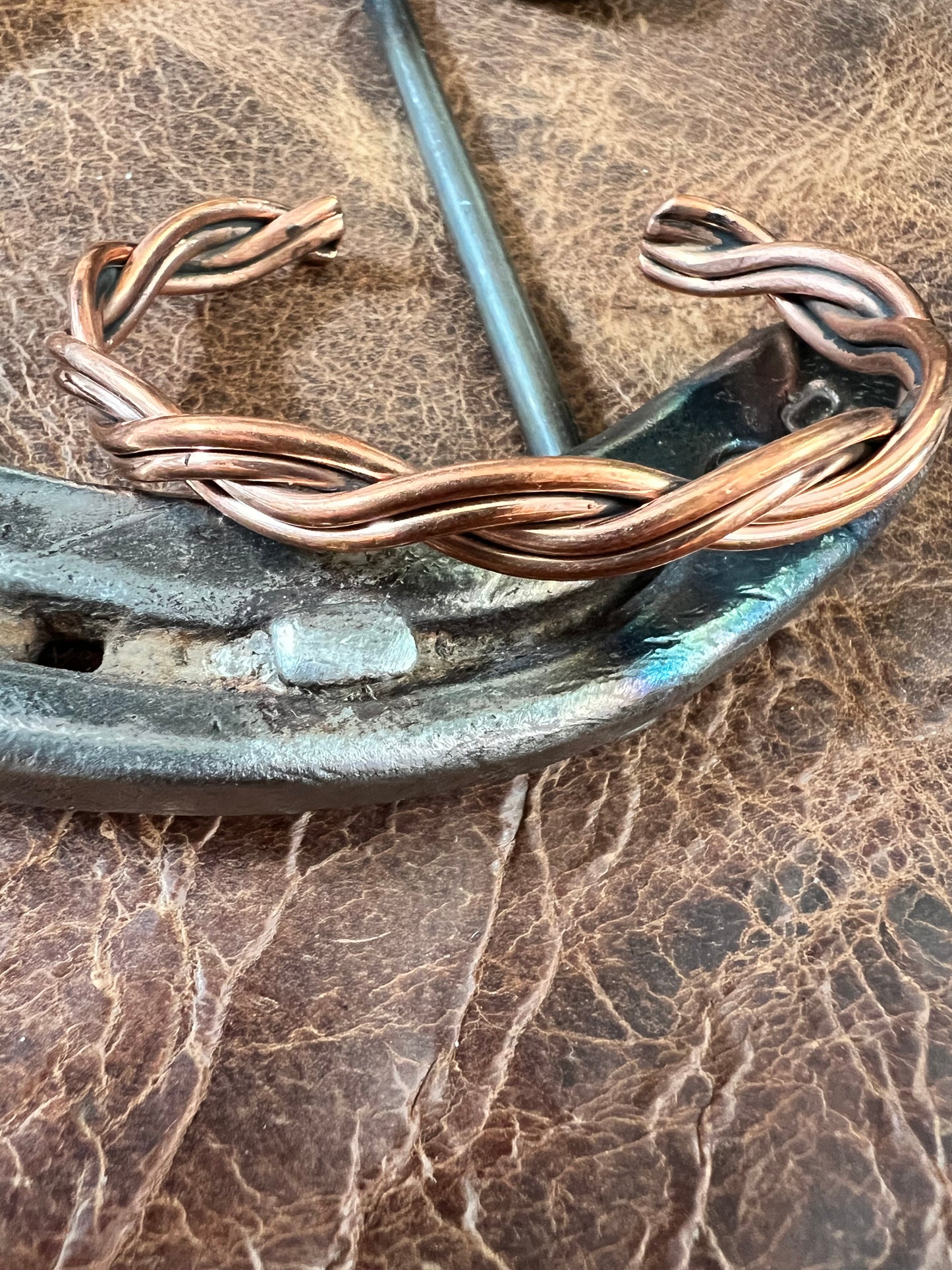 Copper Twisted Wire Cuff Bracelet Sz 6.25”