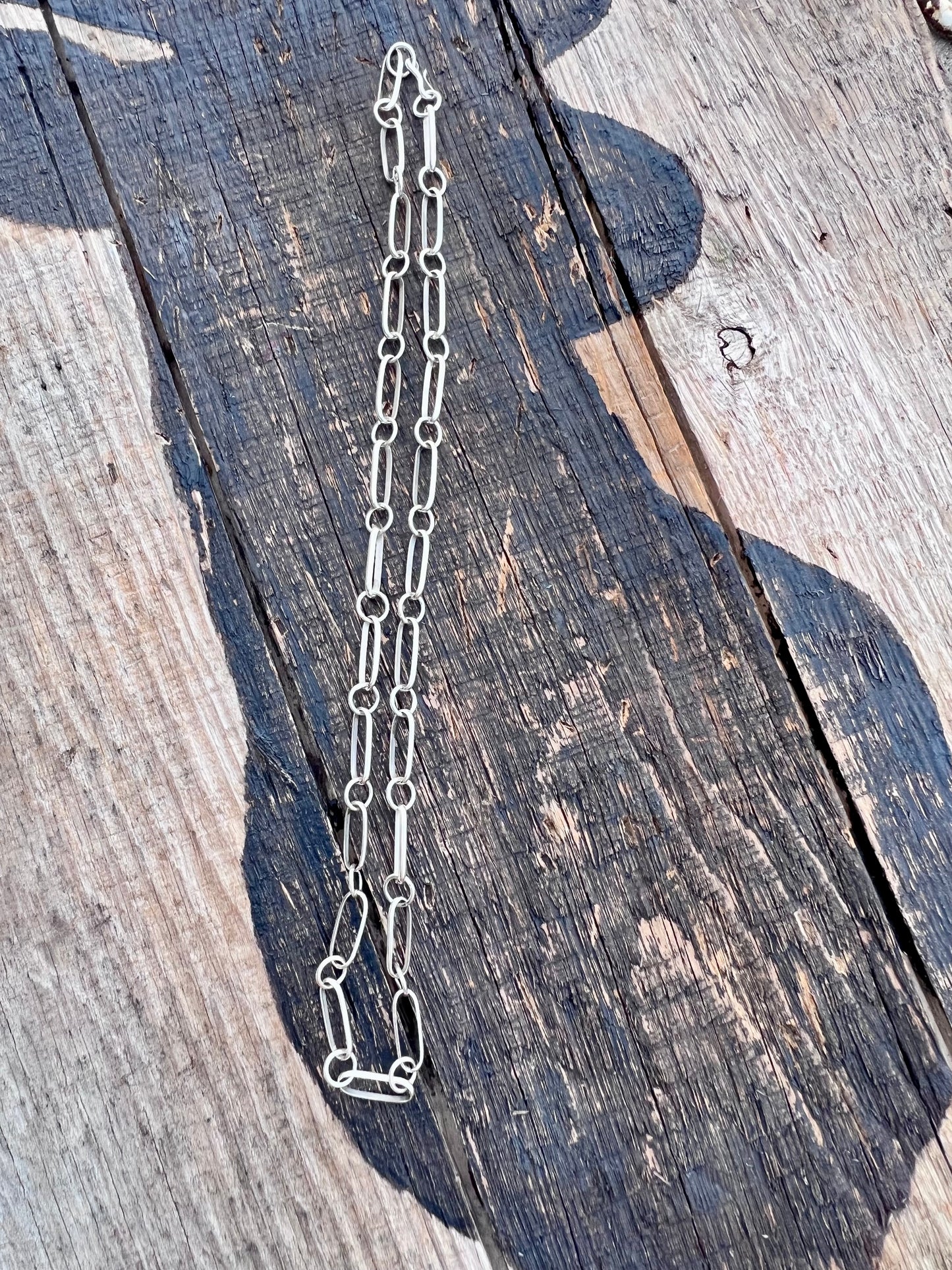 Handmade Sterling Silver Paperclip Link Chain Necklace 25”