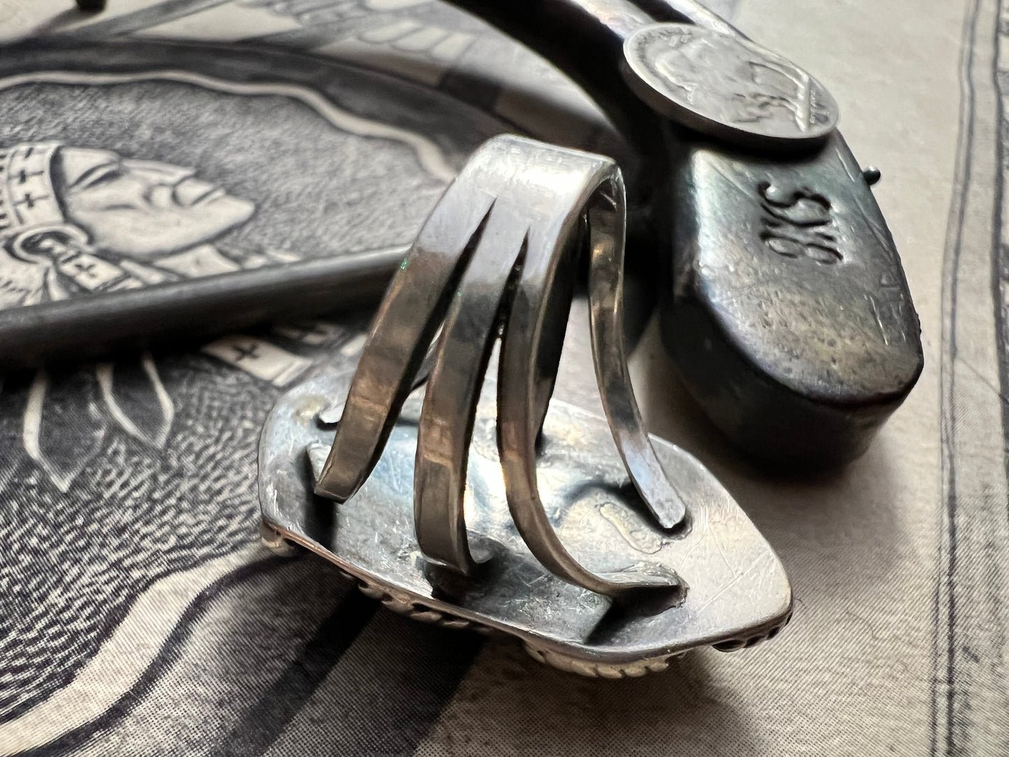 Vintage Handmade Sterling & Turquoise Ring Sz 7
